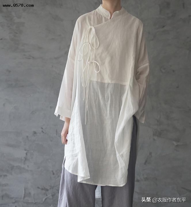 中国风苎麻连衣裙裁剪图分享，宽松版型适合微胖体型
