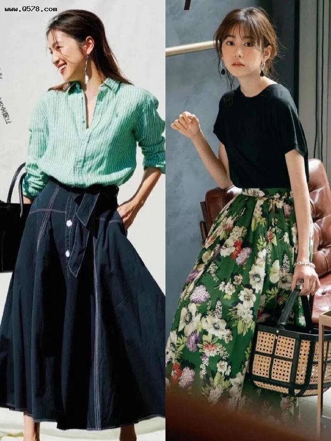 提醒各位：小黑裤过时了，出门学日本主妇穿“半身裙”，优雅时尚