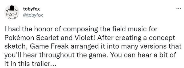 《传说之下》作者Toby Fox正在为《宝可梦 朱/紫》创作音乐