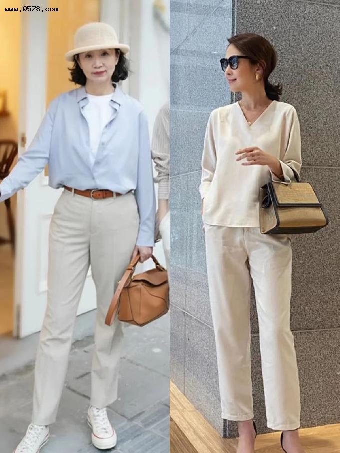 四五十岁的中年女人，穿小白裤记住“3穿3不穿”，优雅时尚显年轻