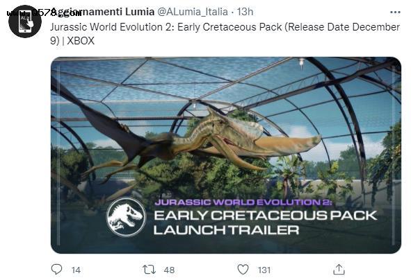 传闻：《侏罗纪世界：进化２》新DLC将于12月9日发布