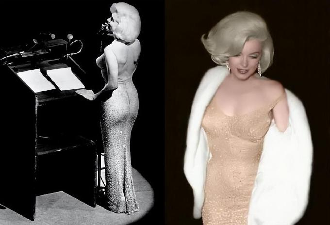 时隔60年，梦露向肯尼迪示爱穿的钻石裙再现人间，可惜韵味差远了