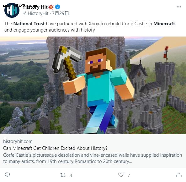 微软 Xbox 宣布：《我的世界 Minecraft》游戏中将重建古城堡