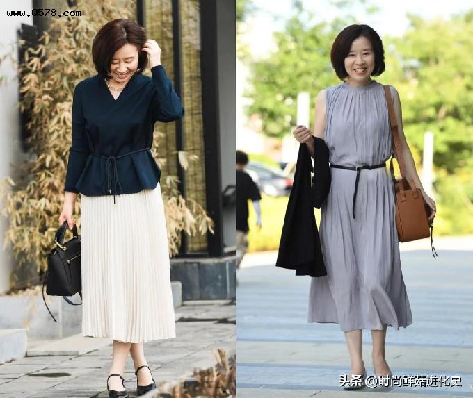 今年流行一种穿法：叫“长衫+八分裙”！遮胯修腿，50、60岁更美