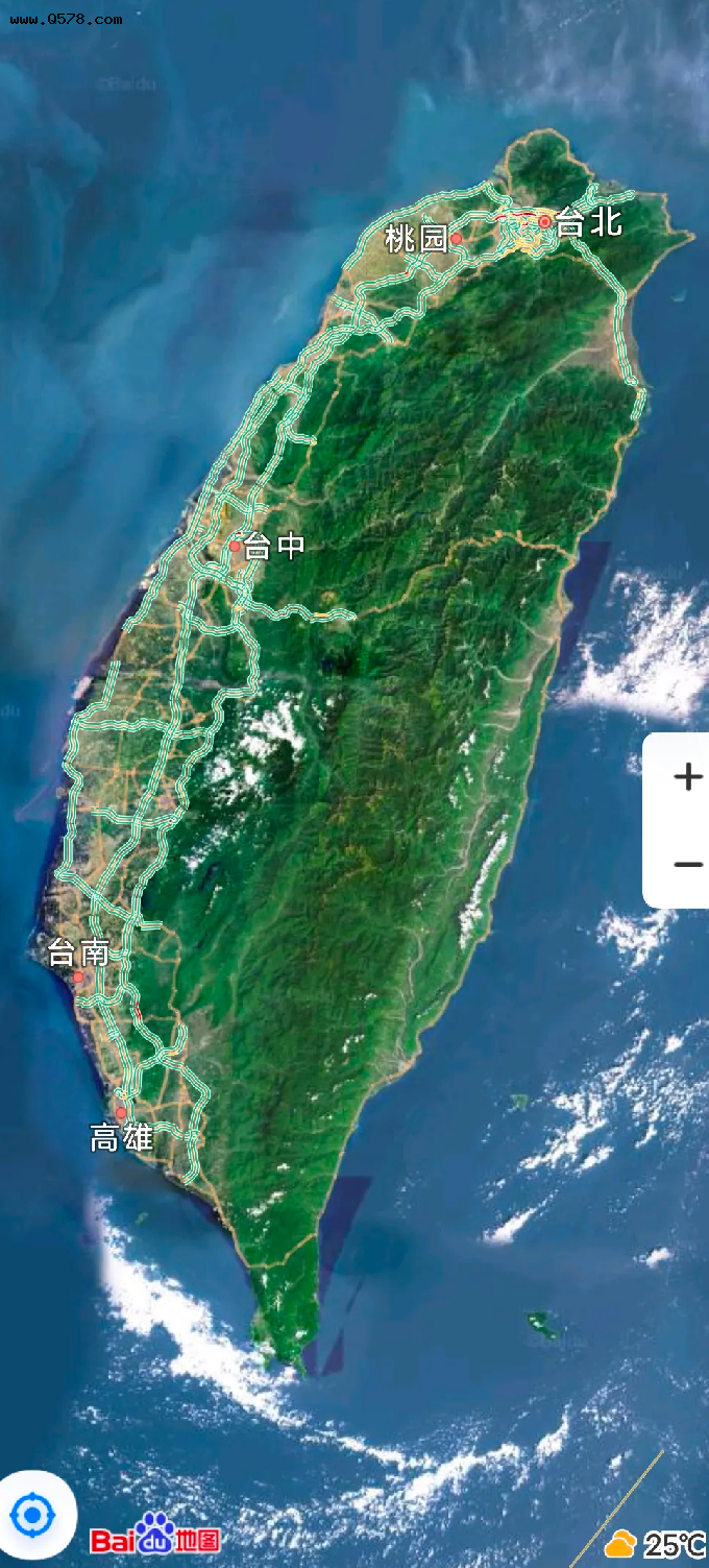 百度地图、高德地图等地图软件已经更新了，台湾省的卫星地图