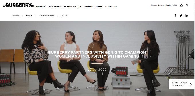 Burberry携手电竞俱乐部Gen.G推出短片，支持女性在电竞行业发展