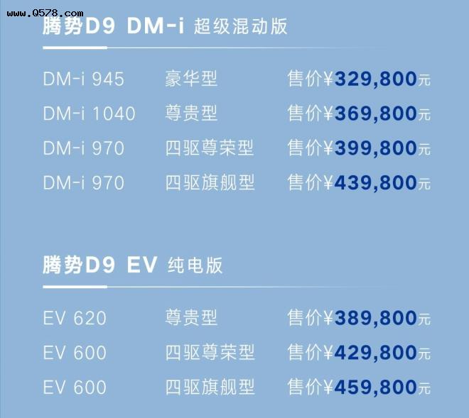 售价32.98万～66万元，腾势D9剑指高端新能源MPV市场