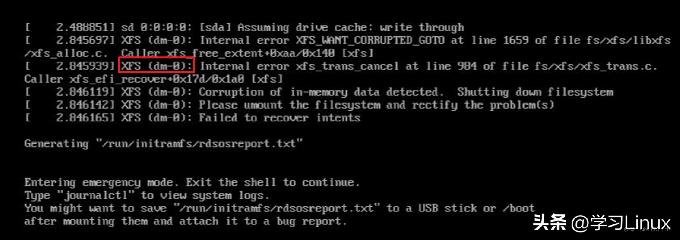 linux centos 系统盘文件系统损坏-已解决