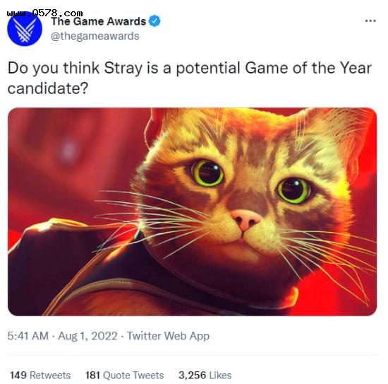 猫猫队胜利！TGA问玩家是否把《流浪》当年度游戏候选