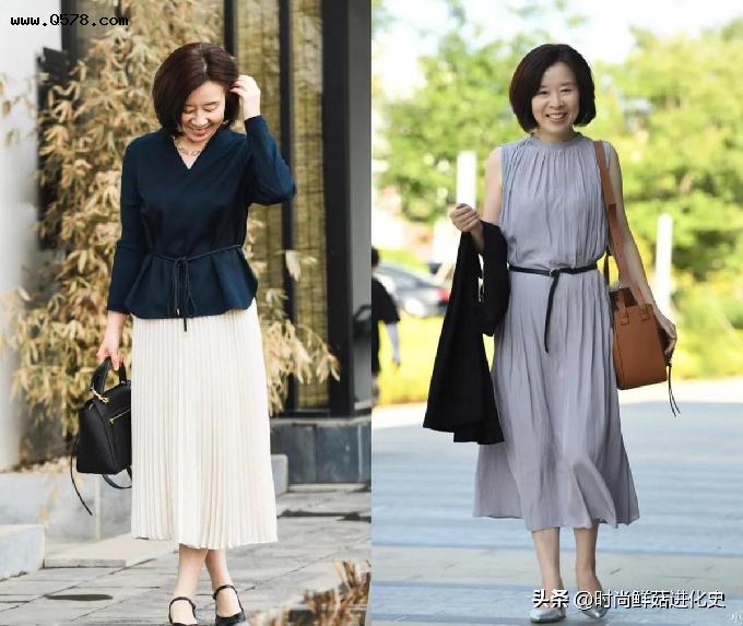 今年流行一种穿法：“5种长衫+半裙”！遮肉显瘦，50、60岁更高级
