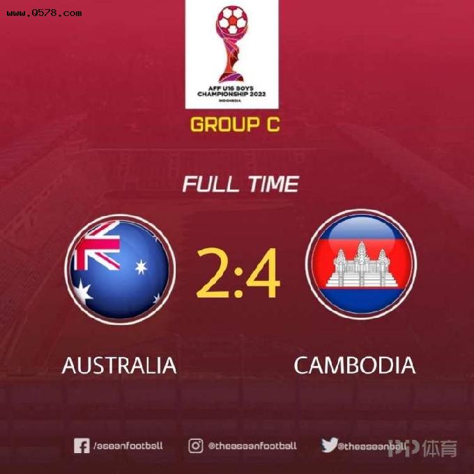 输完缅甸输柬埔寨…U16澳大利亚2-4不敌柬埔寨