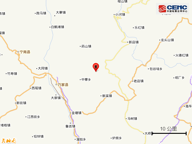 云南昭通市巧家县发生3.4级地震 震源深度8千米