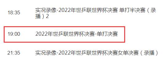 2022新乡WTT世界杯决赛男单决赛时间 王楚钦vs张本智和今晚几点直播时间