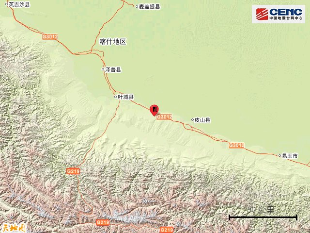 10月24日和田地区皮山县发生3.4级地震
